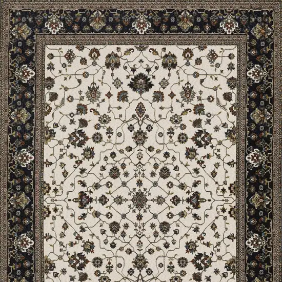 Ivory And Brown Oriental Area Rug With Fringe Photo 6