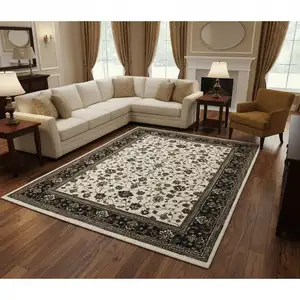 Photo of Ivory And Brown Oriental Area Rug With Fringe
