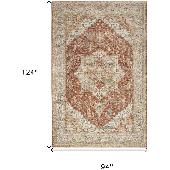 Ivory And Brown Oriental Distressed Area Rug Photo 3