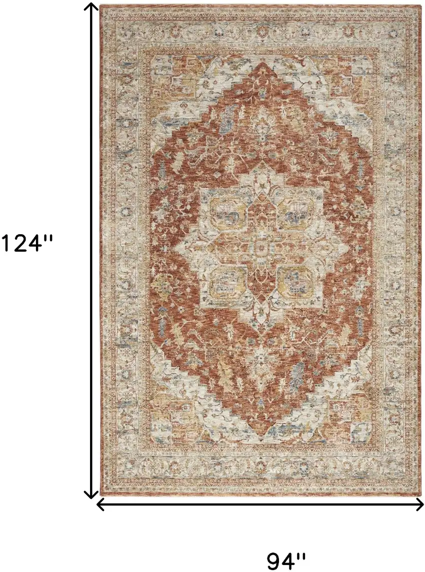 Ivory And Brown Oriental Distressed Area Rug Photo 3