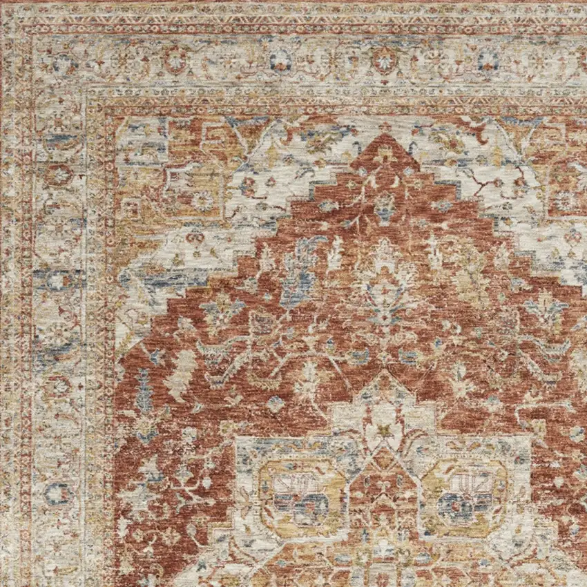 Ivory And Brown Oriental Distressed Area Rug Photo 6