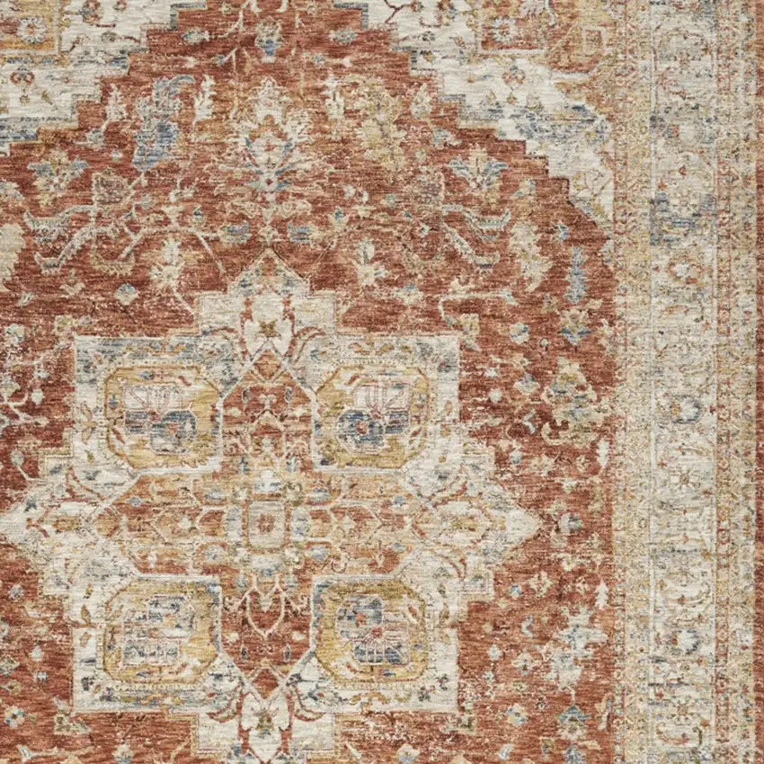 Ivory And Brown Oriental Distressed Area Rug Photo 6