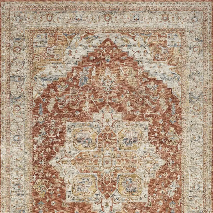 Ivory And Brown Oriental Distressed Area Rug Photo 7