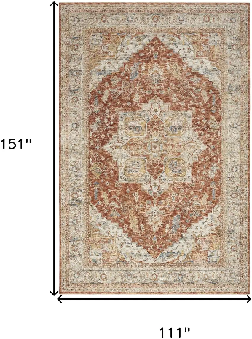 Ivory And Brown Oriental Distressed Area Rug Photo 3