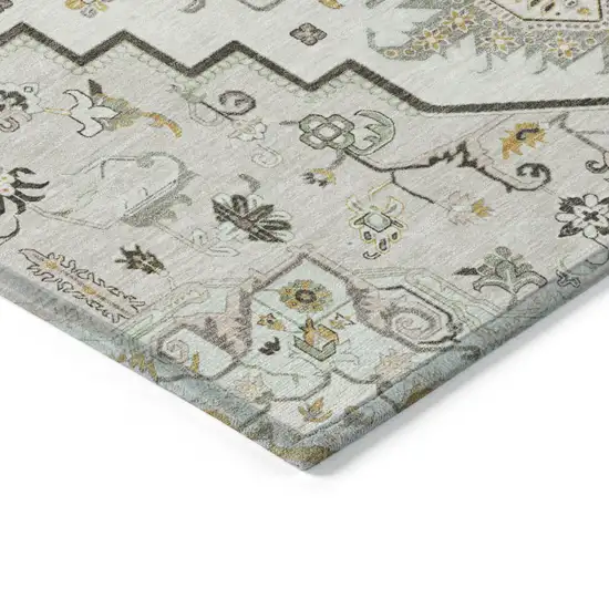 Ivory And Brown Oriental Washable Indoor Outdoor Area Rug Photo 4