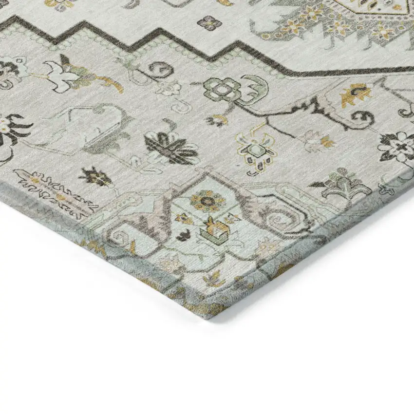 Ivory And Brown Oriental Washable Indoor Outdoor Area Rug Photo 4