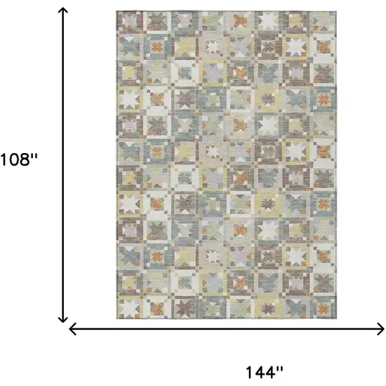 Ivory And Brown Patchwork Washable Indoor Outdoor Area Rug Photo 7