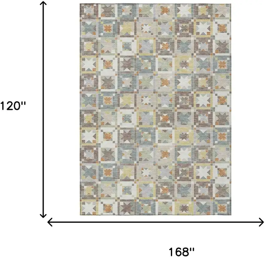 Ivory And Brown Patchwork Washable Indoor Outdoor Area Rug Photo 7