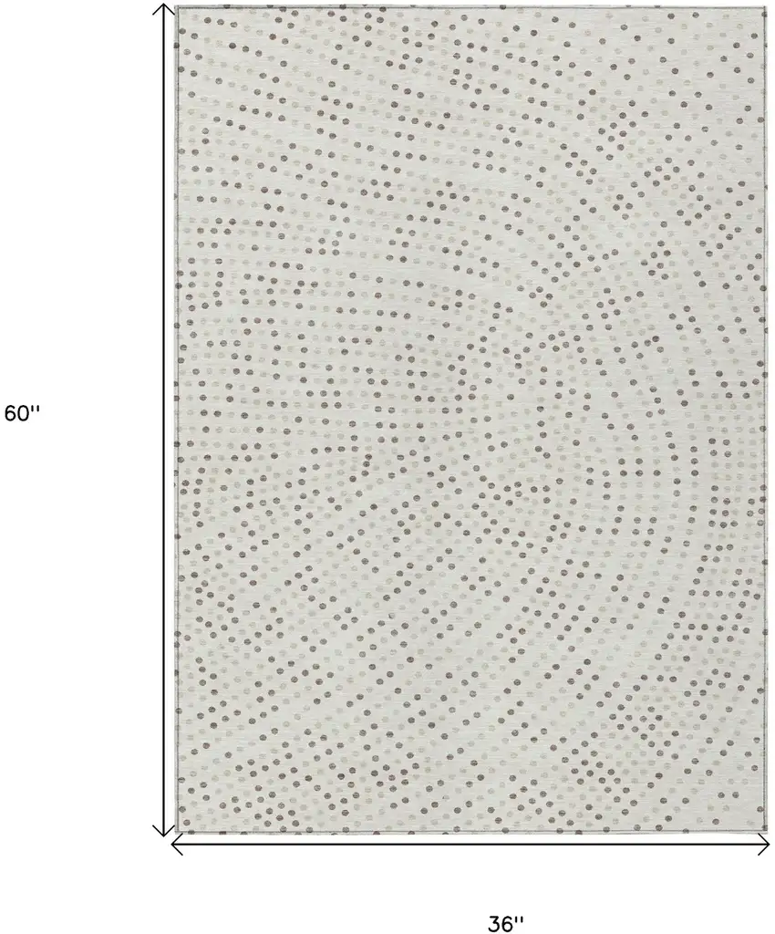 Ivory And Brown Polka Dot Washable Indoor Outdoor Area Rug Photo 9