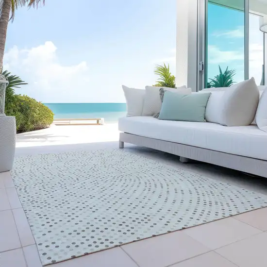 Ivory And Brown Polka Dot Washable Indoor Outdoor Area Rug Photo 8