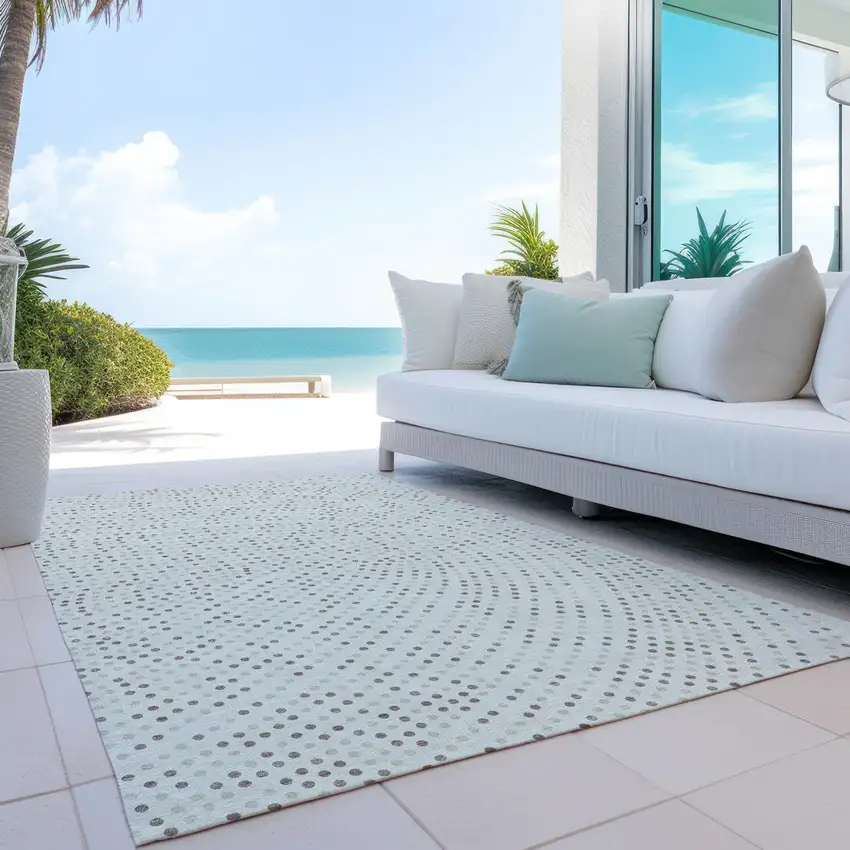 Ivory And Brown Polka Dot Washable Indoor Outdoor Area Rug Photo 8