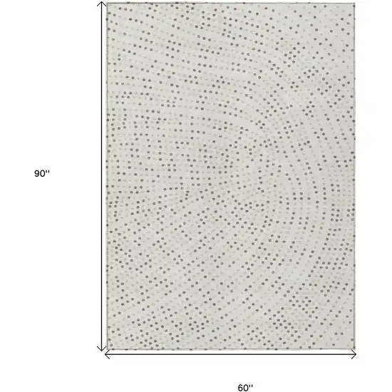Ivory And Brown Polka Dot Washable Indoor Outdoor Area Rug Photo 3