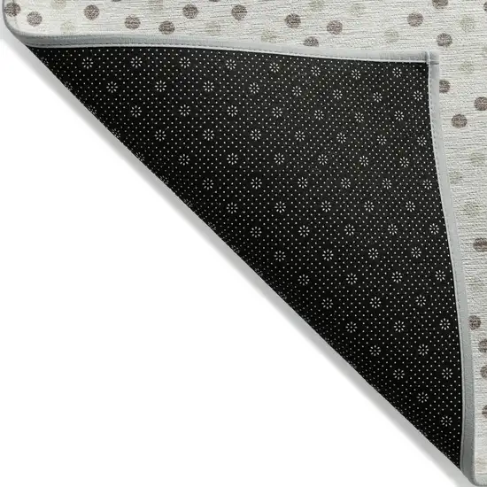 Ivory And Brown Polka Dot Washable Indoor Outdoor Area Rug Photo 3