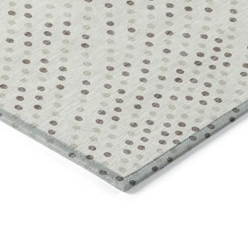 Ivory And Brown Polka Dot Washable Indoor Outdoor Area Rug Photo 5