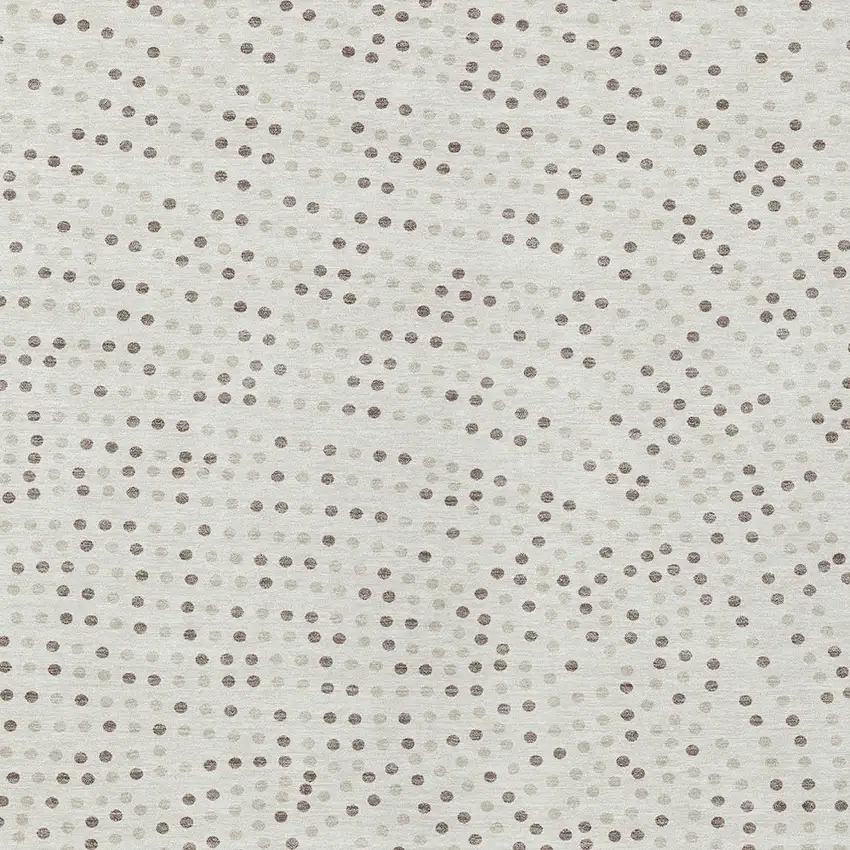 Ivory And Brown Polka Dot Washable Indoor Outdoor Area Rug Photo 6