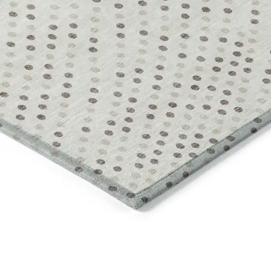 Ivory And Brown Polka Dot Washable Indoor Outdoor Area Rug Photo 4