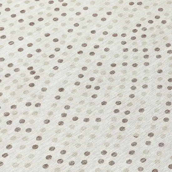 Ivory And Brown Polka Dot Washable Indoor Outdoor Area Rug Photo 8