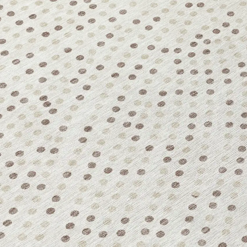 Ivory And Brown Polka Dot Washable Indoor Outdoor Area Rug Photo 8