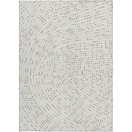 Ivory And Brown Polka Dot Washable Indoor Outdoor Area Rug Photo 6