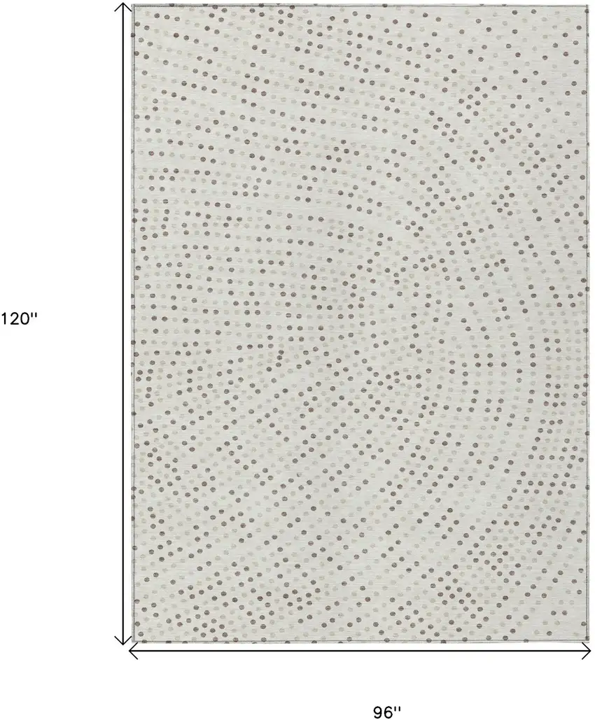 Ivory And Brown Polka Dot Washable Indoor Outdoor Area Rug Photo 3