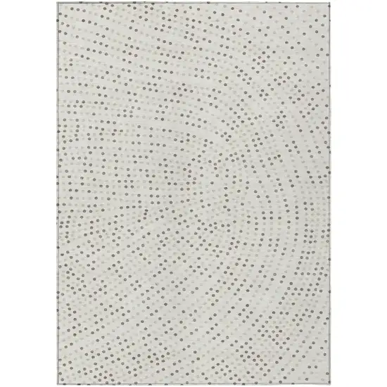 Ivory And Brown Polka Dot Washable Indoor Outdoor Area Rug Photo 2