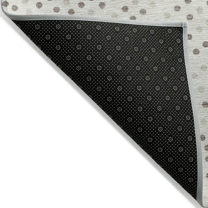 Ivory And Brown Polka Dot Washable Indoor Outdoor Area Rug Photo 4