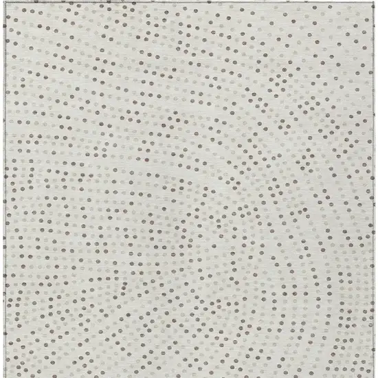 Ivory And Brown Polka Dot Washable Indoor Outdoor Area Rug Photo 7