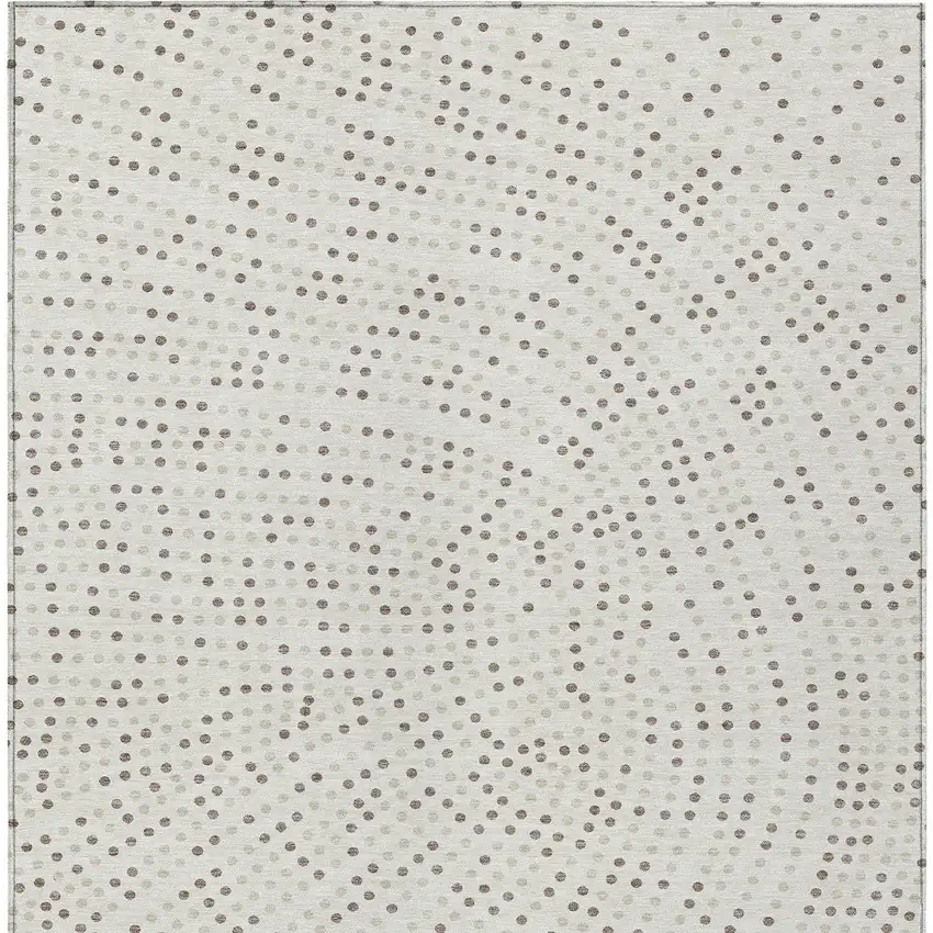 Ivory And Brown Polka Dot Washable Indoor Outdoor Area Rug Photo 7