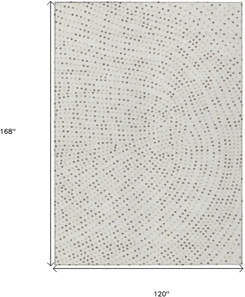 Ivory And Brown Polka Dot Washable Indoor Outdoor Area Rug Photo 3