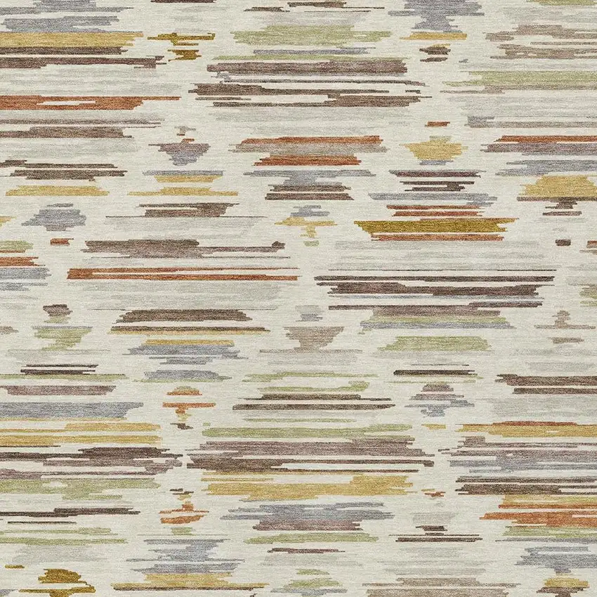 Ivory And Brown Southwestern Washable Indoor Outdoor Area Rug Photo 2