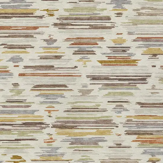 Ivory And Brown Southwestern Washable Indoor Outdoor Area Rug Photo 2