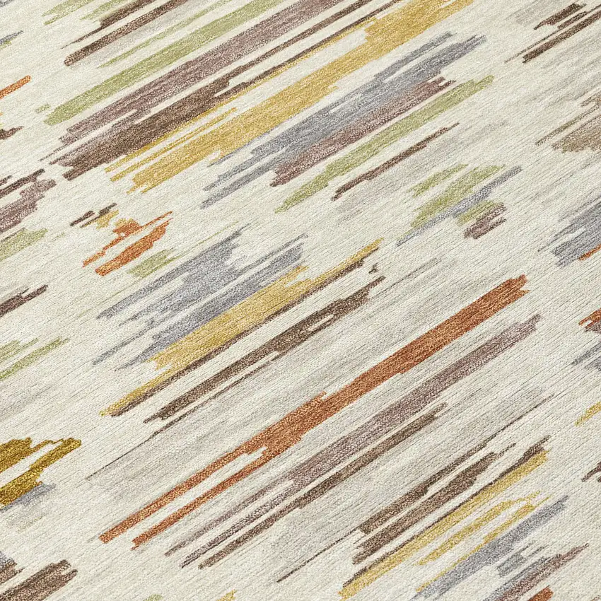 Ivory And Brown Southwestern Washable Indoor Outdoor Area Rug Photo 9