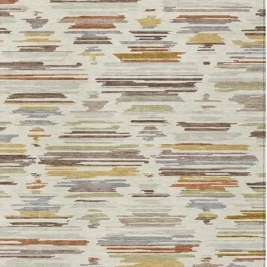 Ivory And Brown Southwestern Washable Indoor Outdoor Area Rug Photo 2
