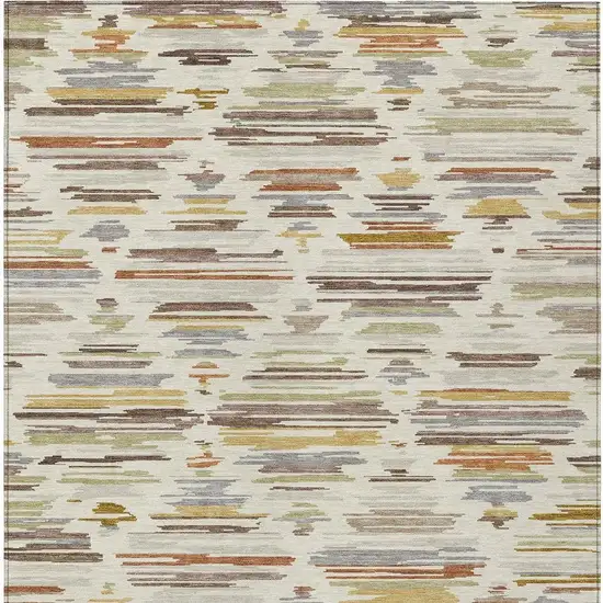 Ivory And Brown Southwestern Washable Indoor Outdoor Area Rug Photo 3