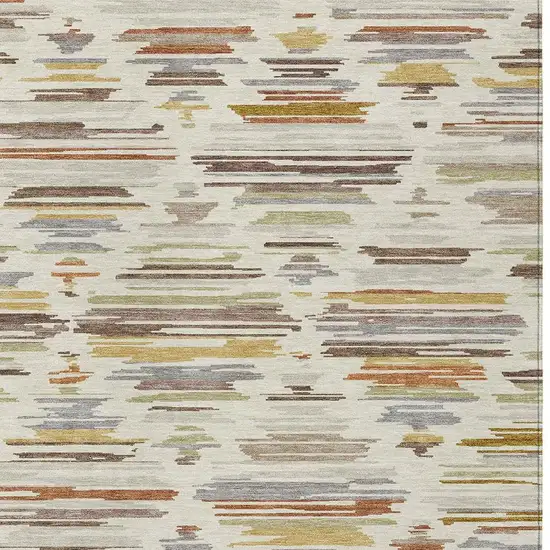 Ivory And Brown Southwestern Washable Indoor Outdoor Area Rug Photo 2