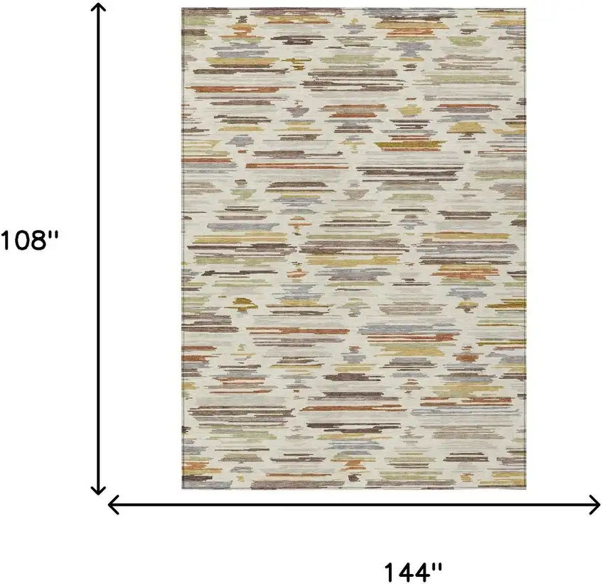 Ivory And Brown Southwestern Washable Indoor Outdoor Area Rug Photo 6