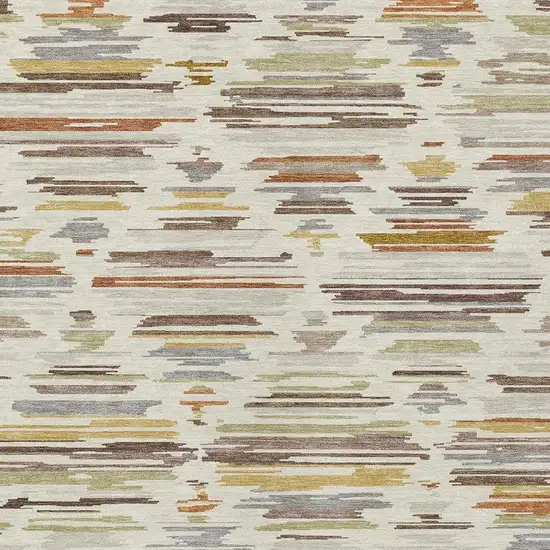 Ivory And Brown Southwestern Washable Indoor Outdoor Area Rug Photo 2