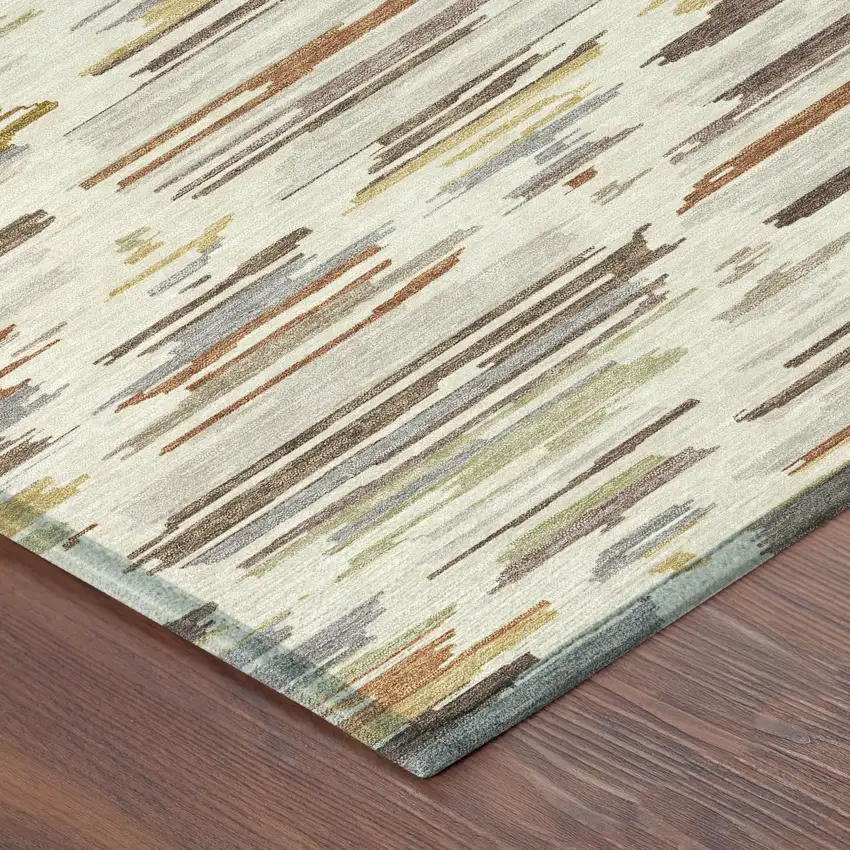 Ivory And Brown Southwestern Washable Indoor Outdoor Area Rug Photo 8