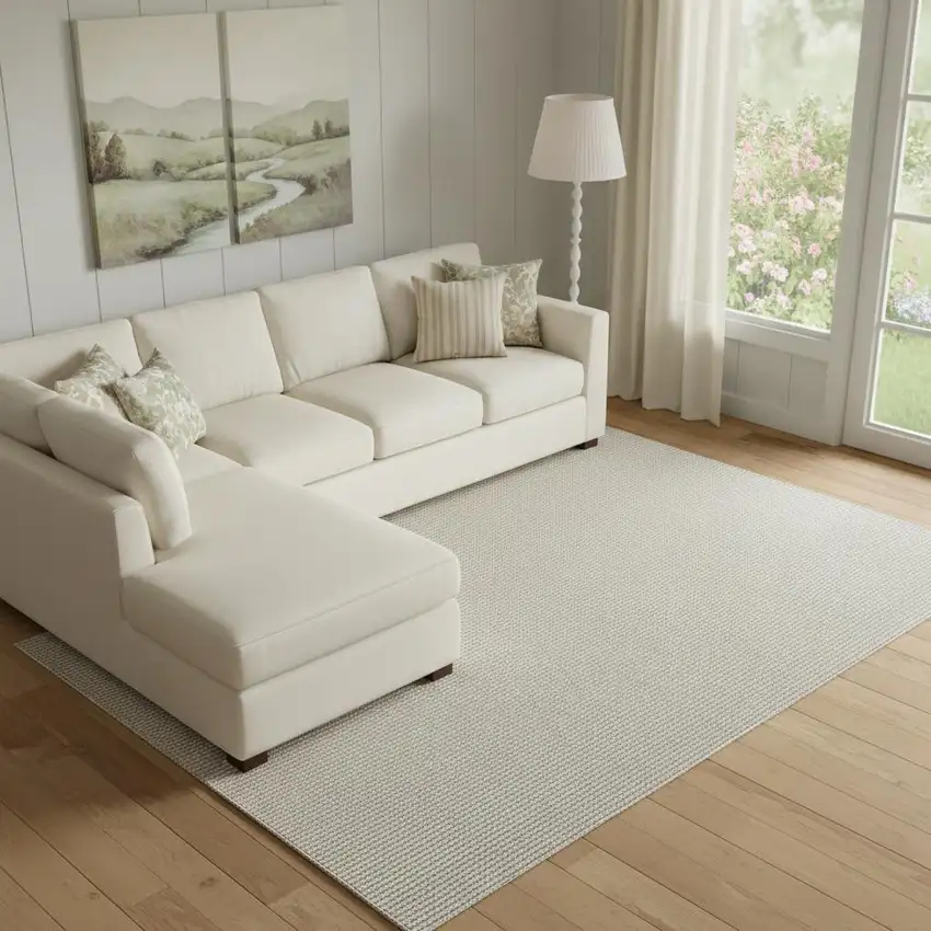 Ivory And Brown Striped Area Rug Photo 1