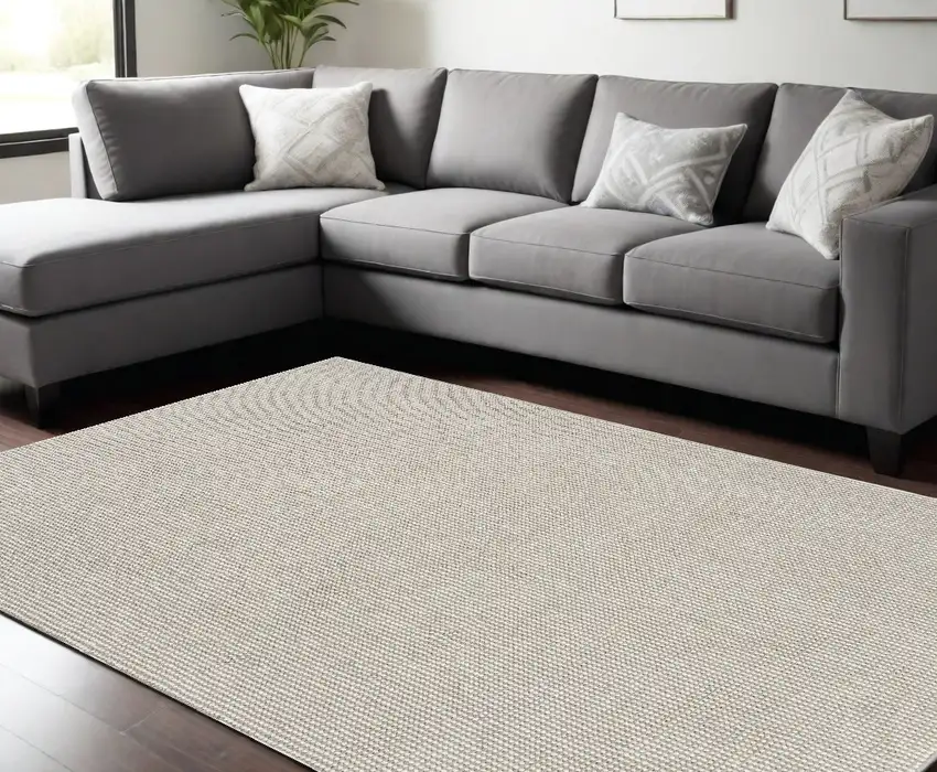 Ivory And Brown Striped Area Rug Photo 1