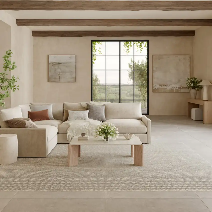 Ivory And Brown Striped Area Rug Photo 6