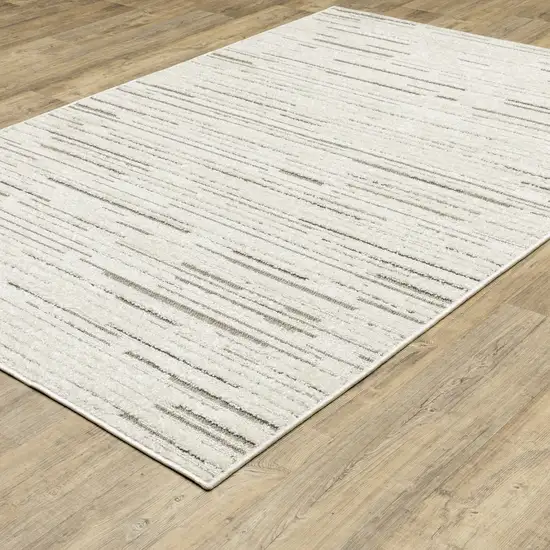 Ivory And Brown Striped Distressed Area Rug Photo 8