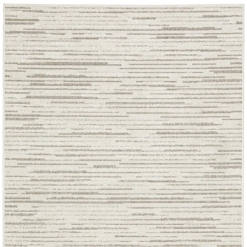 Ivory And Brown Striped Distressed Area Rug Photo 7