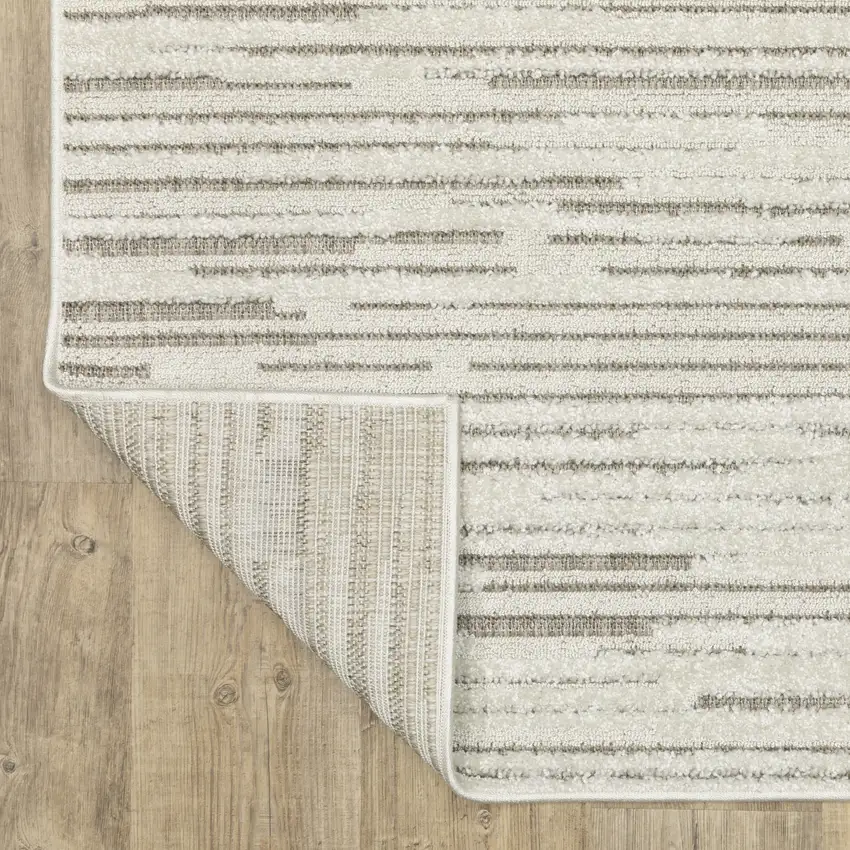 Ivory And Brown Striped Distressed Area Rug Photo 9