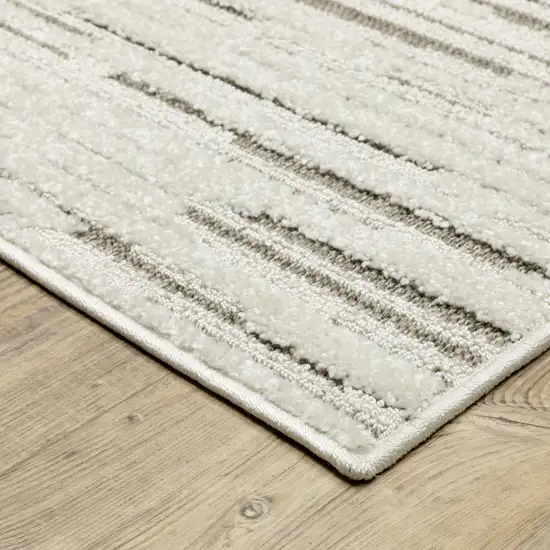 Ivory And Brown Striped Distressed Area Rug Photo 4