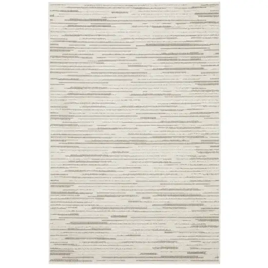 Ivory And Brown Striped Distressed Area Rug Photo 4