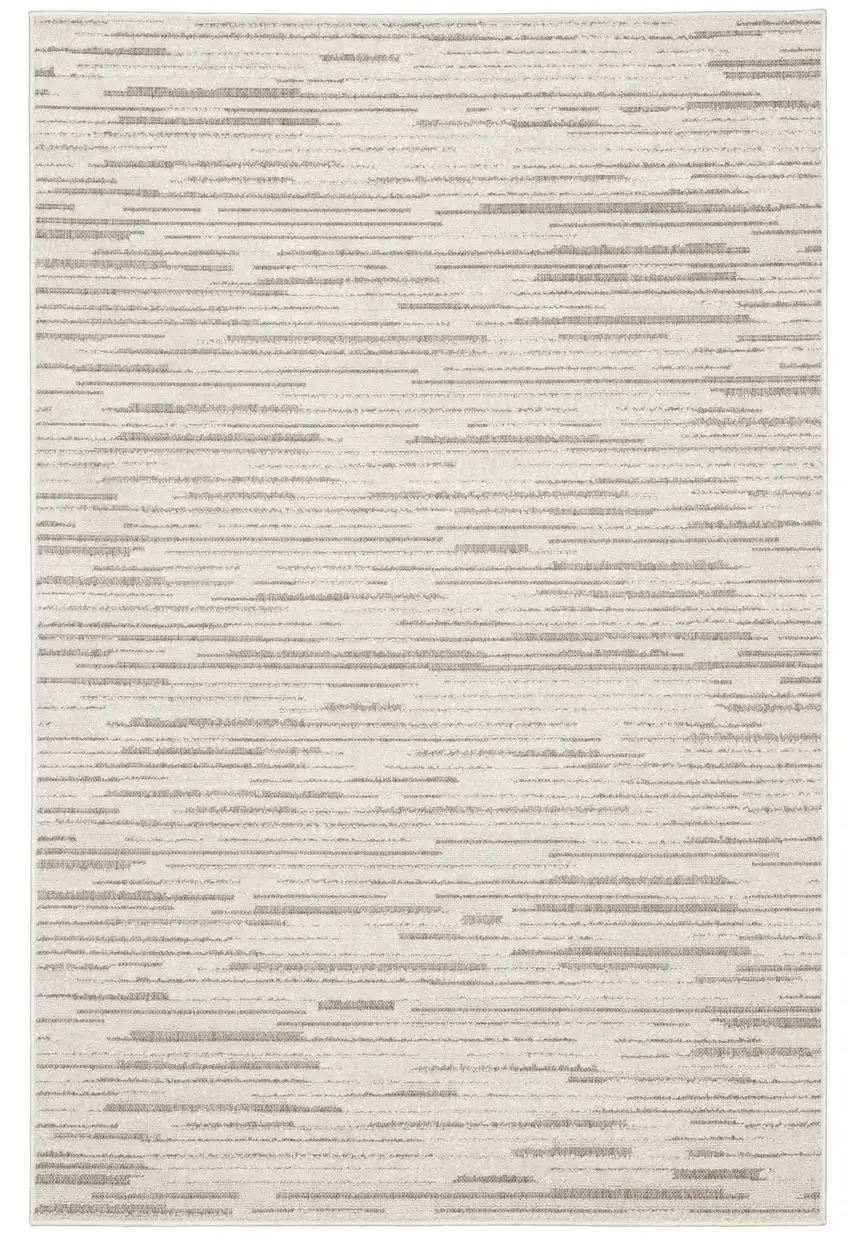 Ivory And Brown Striped Distressed Area Rug Photo 4