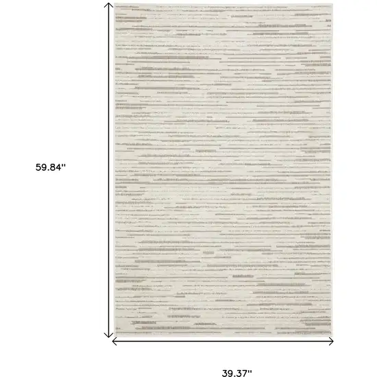 Ivory And Brown Striped Distressed Area Rug Photo 3