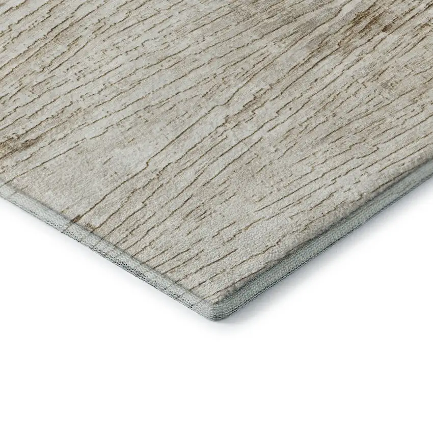 Ivory And Brown Striped Washable Area Rug With UV Protection Photo 9