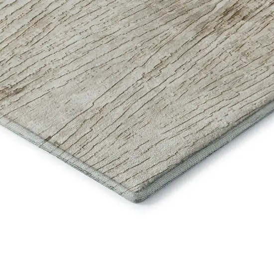 Ivory And Brown Striped Washable Area Rug With UV Protection Photo 8